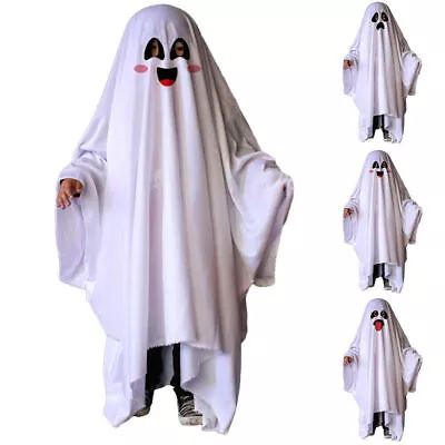 Halloween Costume  Kids Girl Boy White Ghoulish Ghost Cloak Party Fancy Dress • $22.41