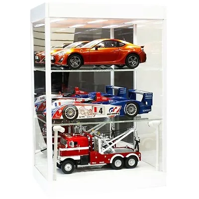 Car Display Case Acrylic White LED Lite 3 Tier Adjust Model 1/18 Diecast Cabinet • $89.99