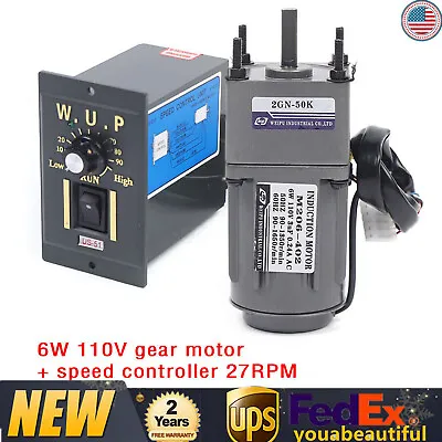 High Torque Gear Motor AC Electric Motor W/Variable Speed Controller 1:50 27RPM • $57