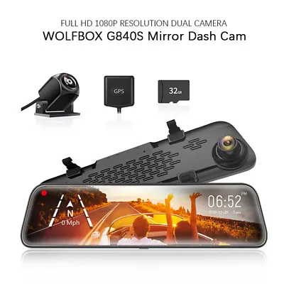 WOLFBOX G840S Mirror Dash Camera 1080P Front And Rear View Dash Cam Free 32G SD • $79.79