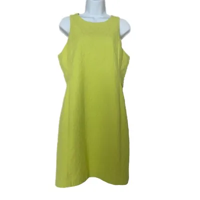 Banana Republic Milly Collection Lime Green Lined Sleeveless Jacquard Dress 12 • $29