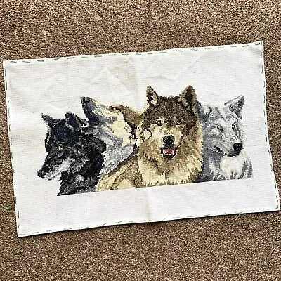 £17.98 • Buy FINISHED Counted Cross Stitch PICTURE WOLVES White Black Brown CRAFT Sewing F563