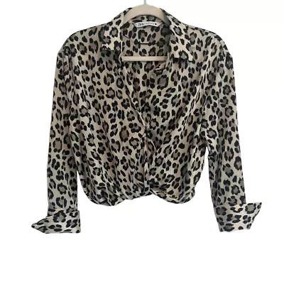 Zara Animal Print Faux Wrap Blouse Size XS • $28