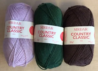 £11.95 • Buy 5 X 50g Sirdar Country Classic 4ply Wool/Yarn For Knitting & Crochet 
