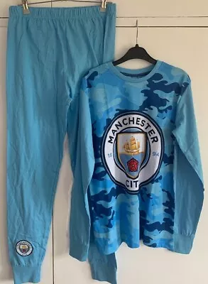 MANCHESTER CITY Boys Pyjamas Size Age 12/13 Yrs Blue Brand New CG S08 • £7.99