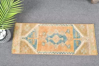 Vintage Rugs Oushak Rug 1.1x2.9 Ft Small Rug Turkish Rug Anatolian Rugs • $35.10