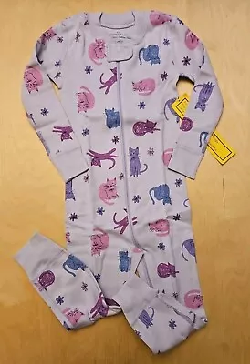 Nwt Hanna Andersson Moon And Back Purple Cats Kitties Sleeper Pajamas 90 3t • $22.99