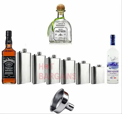 £8.79 • Buy Hip Flask Stainless Steel Pocket Drink Whisky Flasks 1 4 5 6 7 8 9 10 18oz Size
