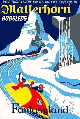 Disney Matterhorn Vintage Style Travel Poster Print 11x17  • $9.99