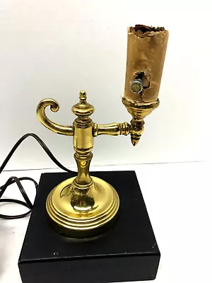 Vintage Desk Accent Brass Electric Lamp Genie Style Handle Small Works • $21.50