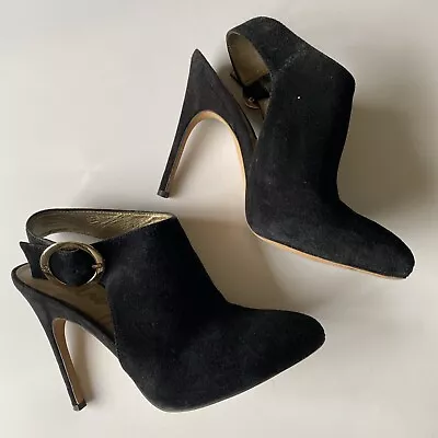 SAM EDELMAN Ladies Black Suede Stiletto Slingback Shoes UK 4 • £15