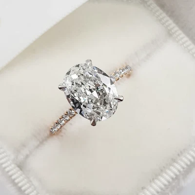 £197.49 • Buy 2.38 TCW Oval Cut Brilliant Moissanite Engagement Ring 14K Two-Tone Gold Plated