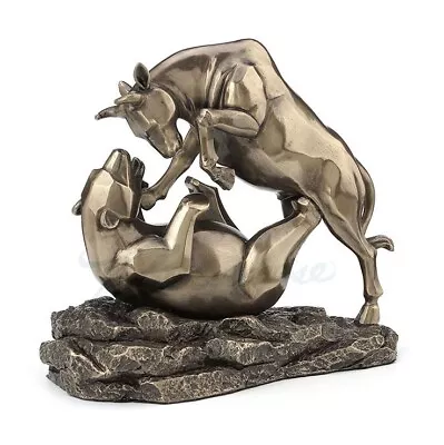 Veronese Design Stock Market 'Bull & Bear' Fighting Cold Cast Bronze New • $88