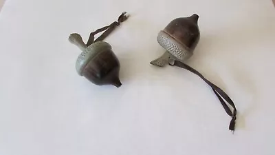 2 Brown Acorn Ornament Decorations  With Attached Ribbon For Hanging • $12