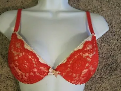 BLUSH Brand Sexy Lingerie Envy Demi Lace Padded Push Up Lace Bra Red 34C NWOT • $8.49