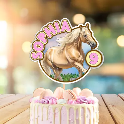 PERSONALISED HORSE Cake Topper ANY NAME/AGE BIRTHDAY CAKE TOPPER HORSE RIDER KID • £4.50