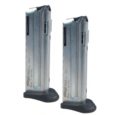 2-pack Walther P22q 10rd 22lr Stainless Finger Rest Factory Magazine • $72.84