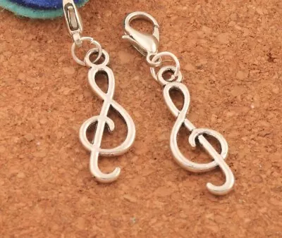 Charm Clip-on Treble Clef Note Dangle For Bracelet Necklace Zipper Purse • $2.98