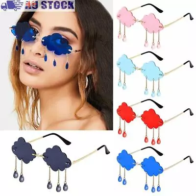 Disco Glasses Clouds Tassel Sunglasses Steampunk Sunglasses Rimless Sunglasses • $14.28