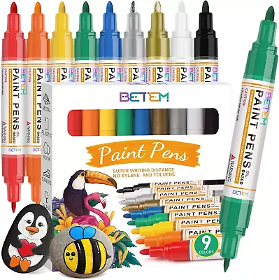 Oil Based Paint Markers Dual Tip Paint Pens(0.7Mm & 3Mm) Gold Silver Permanent • $14.99
