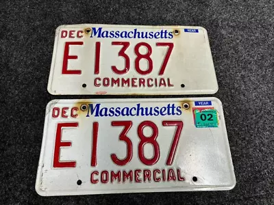 Massachusetts License Plates E1387 Mass Pair Low Number Retired MA Tags • $7.95