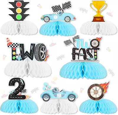 8 Pieces Two Fast Honeycomb Centerpieces - Race Car 2Nd Birthday Party Decoratio • $19.99