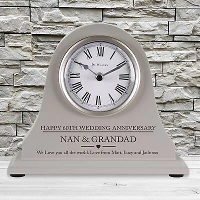 £34.99 • Buy 60th Wedding Anniversary Gift Personalised Engraved Grey Mantel Clock 60 Years