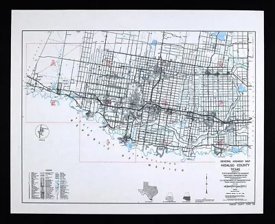 Texas Map - Hidalgo County - McAllen Edinburg Weslaco Mission Mercedes Alamo TX • $11.99