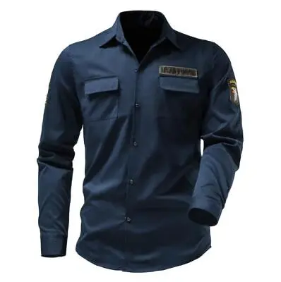 Mens Youth Fashion Pockets Patches Long Sleeve Air Forcec Military Shirt Top  • £35.99
