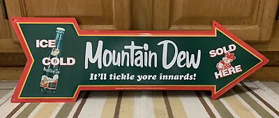 Mountain Dew Metal Sign Arrow Soda Bottle Vintage Style Wall Decor Bar Pub  Coke • $42