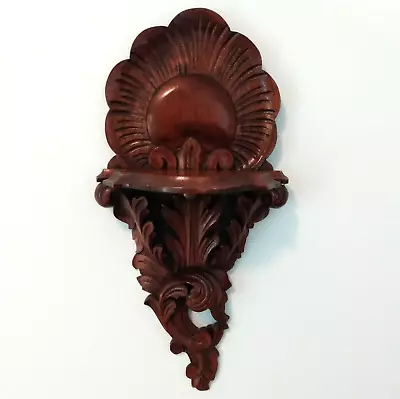 Vintage Hand Carved Hanging Wall Shelf Wood Display Wall Art Decor Signed 1977 • $29.99