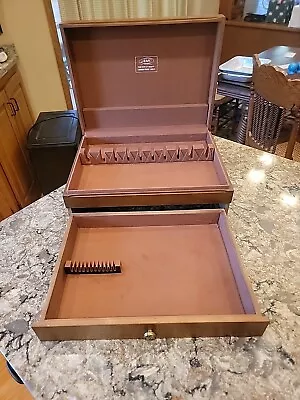 Vintage AMC Flatware Silverware Wood Box Storage Chest Case W/drawer Dovetail • $50