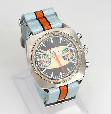 Vintage Primato Chronograph Valjoux 7733 37mm Mechanical Wind Swiss Men's Watch • $899