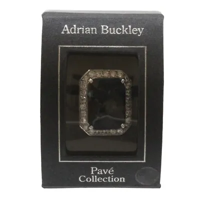 £20.99 • Buy Adrian Buckley Silver Ring Black Pave Square Crystal Large Ladies Jewellery