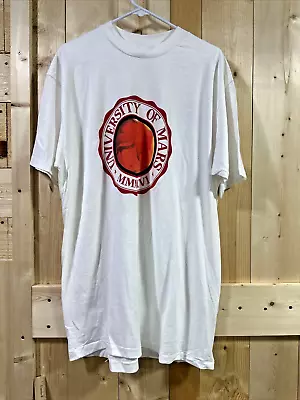 Vintage University Of Mars T Shirt Men Extra Large White Single Stitch Deadstock • $24.99