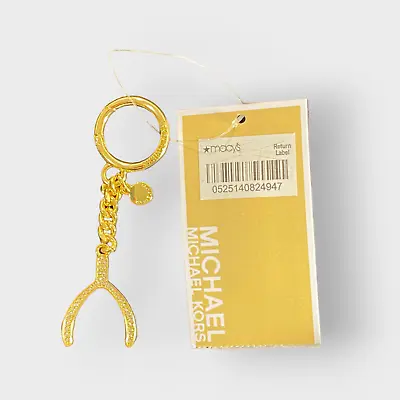 NEW Michael Kors 18K Gold Plated Wish Bone Key Chain • $17.99