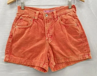 VTG Womens Z Cavaricci Shorts Size 24 Mid-Rise 3.5  Inseam Corduroy Orange Retro • $25.46