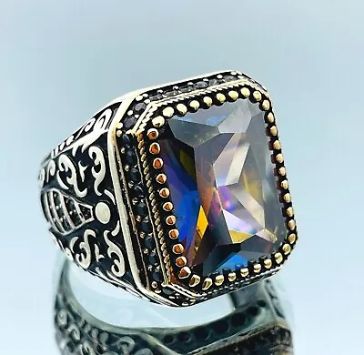 Men's Multi Color Stone Mystic Topaz 925 Sterling Silver Ring Handmade Gift Him • $58.40