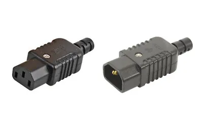 2 X Heavy Duty IEC C13 Socket Connector Mains Power Plug Female Male Black • £4.99