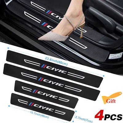 4PCS Leather Carbon Fiber Car Door Sill Scuff Plate For Civic Accessories • $9.55