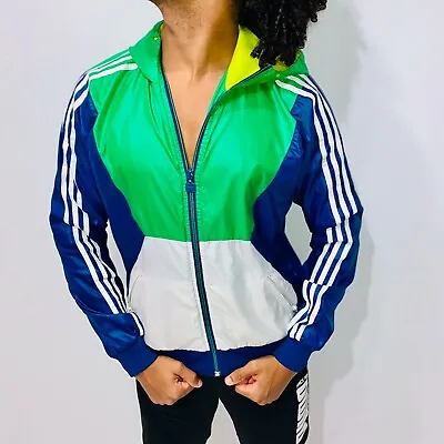 Super Rare Vintage Adidas Originals Jacket Shellsuit Cal Surf Green Blue Small • £112.50