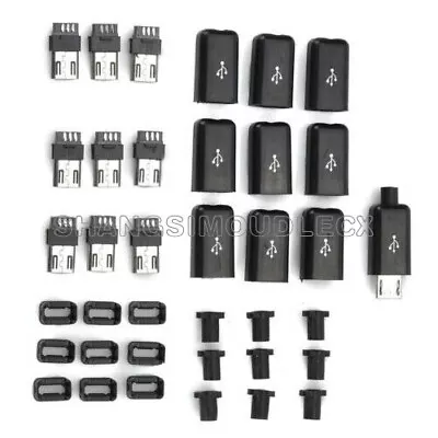 10/50/100PCS DIY Micro USB Male Plug Connectors Kit With Plastic Cover Covers F • $1.42