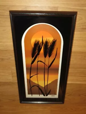 Vintage 1970's Lucid Lines Modernist Virgil Thrasher Painted Glass 3D Sunset MCM • $101.26