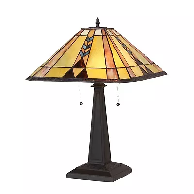 RADIANCE Goods Tiffany-style 2 Light Mission Table Lamp 16  Shade • $112.89