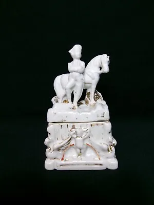 Charming Vintage Colonial Officer W/ Horse Ceramic Lidded Trinket Box Figurine • $7.95