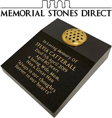 18  X 15  Black Granite Memorial Vase Wedge Grave Headstone Plaque Marble Stone • £495