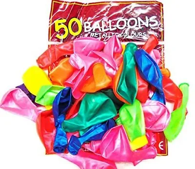NEW 50 Assorted Colour 12 Inch Latex Balloons Size Name Pack Of 50 Free Shippin • £4.89