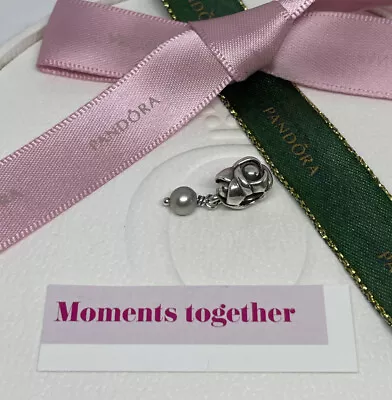 $33 • Buy Pandora My Rose Wish Grey Pearl Dangle Charm 790497 Retired Rare Authentic Ale