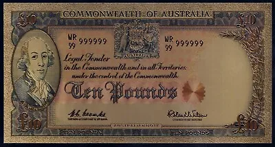 Australia 10 Pounds Pre-Decimal Design Gold Foil Plastic Banknote • $9.50