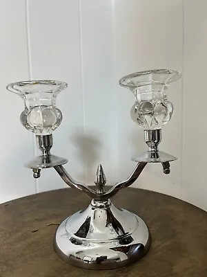 Farberware Cambridge Glass Art Deco Candle Holder • $15